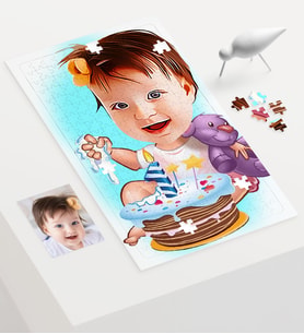 BK Gift Kişiye Özel Bebek Doğum Günü Karikatür 240 Parça A3 Puzzle  2