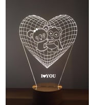 3 Boyutlu Koala Panda Led Lamba Hediye Masa Lambası Ahşap Taban 7 Farklı Işık Renkli