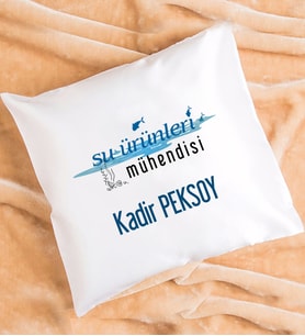 Su Ürünleri Mühendisi Tasarımlı Kişiye Özel Hediye Su Ürünleri Mühendisi Yastık
