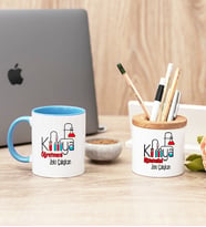 Kimya Öğretmeni Mavi Kupa Bardak Ve Kalemlik Hediye Seti