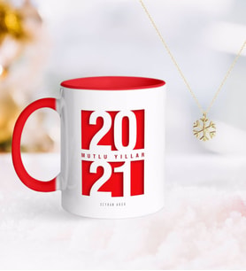 BK Gift Kişiye Özel 2024 Mutlu Yıllar Kırmızı Kupa ve Kar Tanesi Kolye-7 (Model 1)