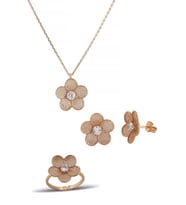 Çiçek Gümüş Set İnlove Gümüş Kolye Set Takı (Rose)