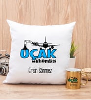 Uçak Mühendisi Yastık ve Gold Kupa Bardak
