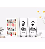 BK Gift Kişiye Özel Renkli Baskılı Nereden Bileceksiniz Tasarımlı İkili Rakı Bardağı ve Rakı Cep Kitabı Hediye Seti-1 (Model 1)