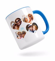 BK Gift Kişiye Özel Kalpli 4 Fotoğraflı Mavi Kupa Bardak-2