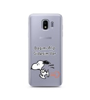 Snoopy Tasarımlı Süper Şeffaf Silikon Telefon Kılıfı Samsung J4