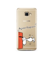 Snoopy Tasarımlı Süper Şeffaf Silikon Telefon Kılıfı Samsung C7  
