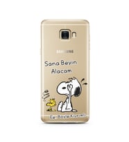 Snoopy Tasarımlı Süper Şeffaf Silikon Telefon Kılıfı Samsung C7  