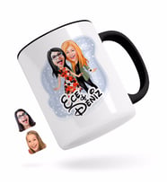 BK Gift Kişiye Özel Kız Kardeş Karikatürlü Siyah Kupa Bardak-1
