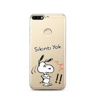 Snoopy Tasarımlı Süper Şeffaf Silikon Telefon Kılıfı Huawei Honor 7C- y7 2018 
