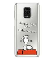 Snoopy Tasarımlı Süper Şeffaf Silikon Telefon Kılıfı Xiomai Redmi Note 9 Pro - N