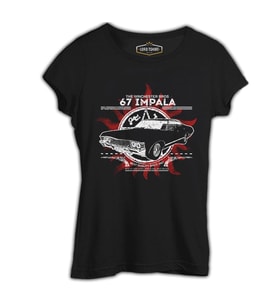 Supernatural - 67 Impala Siyah Kadın Tshirt
