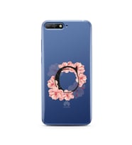 Pembe Çiçekli Harf Tasarım Süper Şeffaf Silikon Telefon Kılıfı Huawei Y6 2018 C-