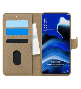 Microsonic Oppo Reno 2Z Kılıf Fabric Book Wallet Gold