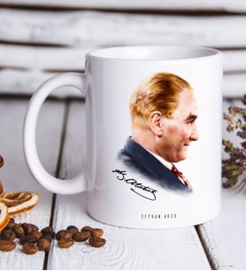 BK Gift Kişiye Özel Atatürk Temalı Beyaz Kupa Bardak-11