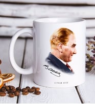 BK Gift Kişiye Özel Atatürk Temalı Beyaz Kupa Bardak-11
