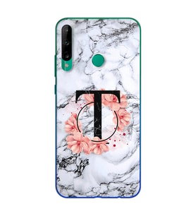 Mermer Çiçekli Harf Tasarım Süper Şeffaf Silikon Telefon Kılıfı Huawei P40 Lite 