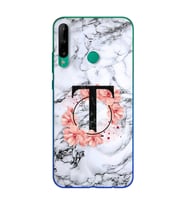 Mermer Çiçekli Harf Tasarım Süper Şeffaf Silikon Telefon Kılıfı Huawei P40 Lite 