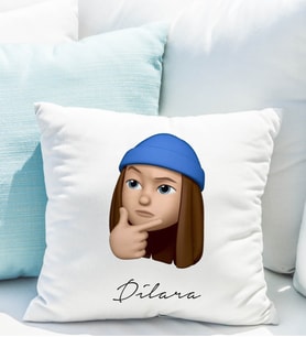 Emoji Kız Stiker Yastığı Kişiye Özel