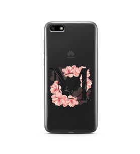 Pembe Çiçekli Harf Tasarım Süper Şeffaf Silikon Telefon Kılıfı Huawei Y5 2018 M-