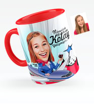 BK Gift Kişiye Özel Hostes Karikatürlü Kırmızı Kupa Bardak  1