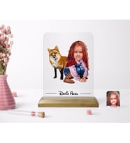 BK Gift Kişiye Özel Kız Çocuk Karikatürlü Ahşap Standlı Çerçeve-9 (Beyaz)
