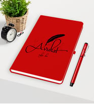 BK Gift Kişiye Özel Avukat Temalı Kırmızı Defter Kalem Seti - 6