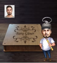 Kişiye Özel Mühendis Karikatürlü  Ahşap Anahtarlık Kutulu Bay-2