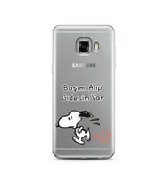 Snoopy Tasarımlı Süper Şeffaf Silikon Telefon Kılıfı Samsung C5  