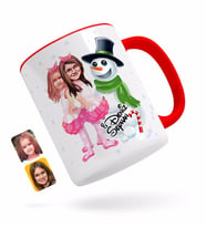 BK Gift Kişiye Özel Yeni Yıl Kız Kardeşler Karikatürlü Kırmızı Kupa Bardak-1