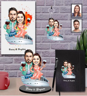 Kişiye Özel Sevgili Karikatürlü 5 li Hediye Seti  Model 20