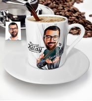 BK Gift Kişiye Özel Bay Gitarist Karikatür Türk Kahvesi Fincanı  1