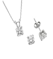 3 Ct Taşlı Tektaş Kolye, Küpe Set