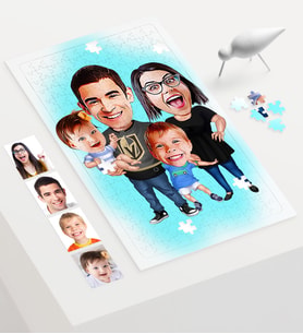 BK Gift Kişiye Özel Aile Karikatür 240 Parça A3 Puzzle  3