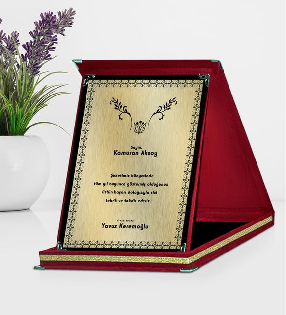 BK Gift Kişiye Özel İsimli ve Mesajlı Kırmızı Plaket - Öğretmenler Günü, Öğretmene Hediye