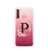 Pembe Çiçekli Harf Tasarım Süper Şeffaf Silikon Telefon Kılıfı Samsung A9 (2018)