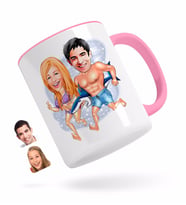 BK Gift Kişiye Özel Sevgililer Karikatürlü Pembe Kupa Bardak-8