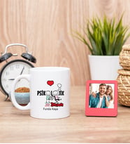 Psikolojik Danışman Beyaz Kupa Bardak ve Kırmızı Mini Fotoğraf Çerçevesi