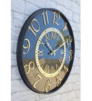 Markakanvas Metal Kasalı Mermer Desenli Altın(Gold) Renkli Duvar Saati 50cm (Altın)