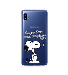 Snoopy Tasarımlı Süper Şeffaf Silikon Telefon Kılıfı Samsung A10