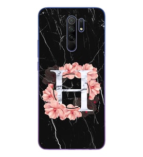Mermer Çiçekli Harf Tasarım Süper Şeffaf Silikon Telefon Kılıfı Xiomai Redmi 9 H