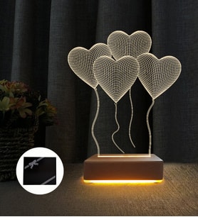 4 Kalp Tasarım Sevgili Hediyesi 3d Led Gece Lambası