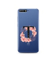 Pembe Çiçekli Harf Tasarım Süper Şeffaf Silikon Telefon Kılıfı Huawei Y6 2018 T-