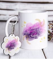 BK Gift Kişiye Özel Sevgililer Günü Beyaz Kupa ve Anahtarlık Hediye Seti-121 (Model 1)