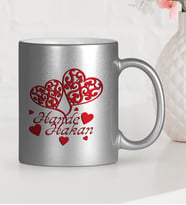 BK Gift Kişiye Özel Sevgililer Günü Temalı Gümüş Yaldızlı Kupa Bardak  12