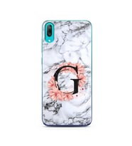 Mermer Çiçekli Harf Tasarım Süper Şeffaf Silikon Telefon Kılıfı Huawei Y7 Pro 20