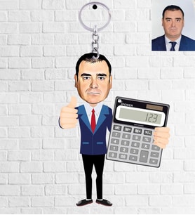 Kişiye Özel Muhasebeci Tasarımlı Karikatür Ahşap Anahtarlık Bay-1
