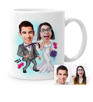 BK Gift Kişiye Özel Evleniyoruz Karikatür Beyaz Kupa Bardak  6