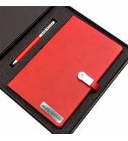 İsme Özel Usb'li Defter ve Lüx Roller Kalem Seti Tasarım Kutulu Kırmızı