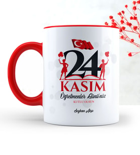 BK Gift Kişiye Özel Öğretmenler Gününüz Kutlu Olsun Kırmızı Kupa Bardak  2